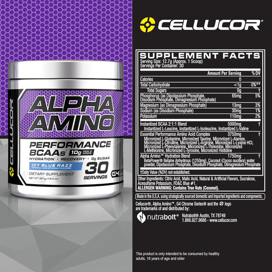 Cellucor Alpha Amino Eaa & Bcaa Powder | Branched Chain Essential Amino Acids + Electrolytes | Watermelon | 30 Servings