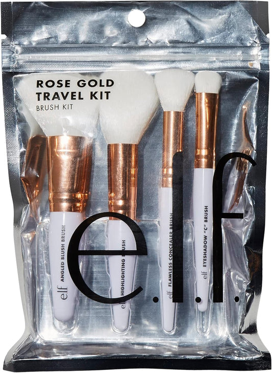 Rose Gold Travel Brush Kit, 4 On-the-Go Makeup Brushes For Concealer, Eyeshadow, Highlighter & Blush, Flawlessly Blends, Highlights & Sculpts : Amazon.co.uk: Beauty