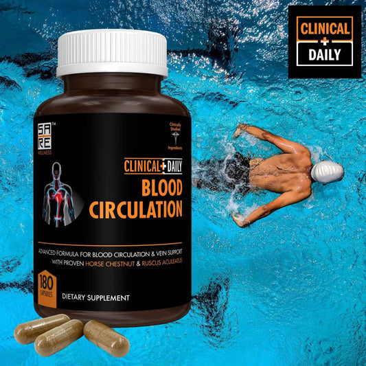 Clinical Daily Blood Circulation Supplements. Butchers Broom, Horse Chestnut, Hawthorn, Cayenne, Arginine, Diosmin Varicose Veins Treatment For Legs. Poor Circulation And Vein Support. 180 Capsules