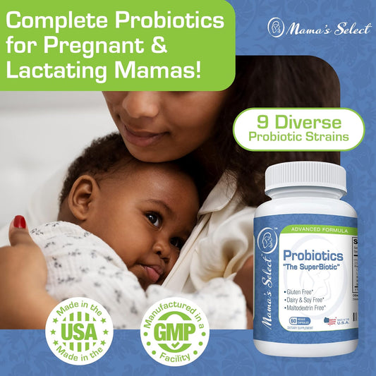 Mama’S Select Probiotics For Women Digestive Health, 9 Live Strains, Including Lactobacillus Acidophilus, Adult Pre And Postpartum Gut Health Support, Weight Management, 10 Billion Cfus, 60 Capsules