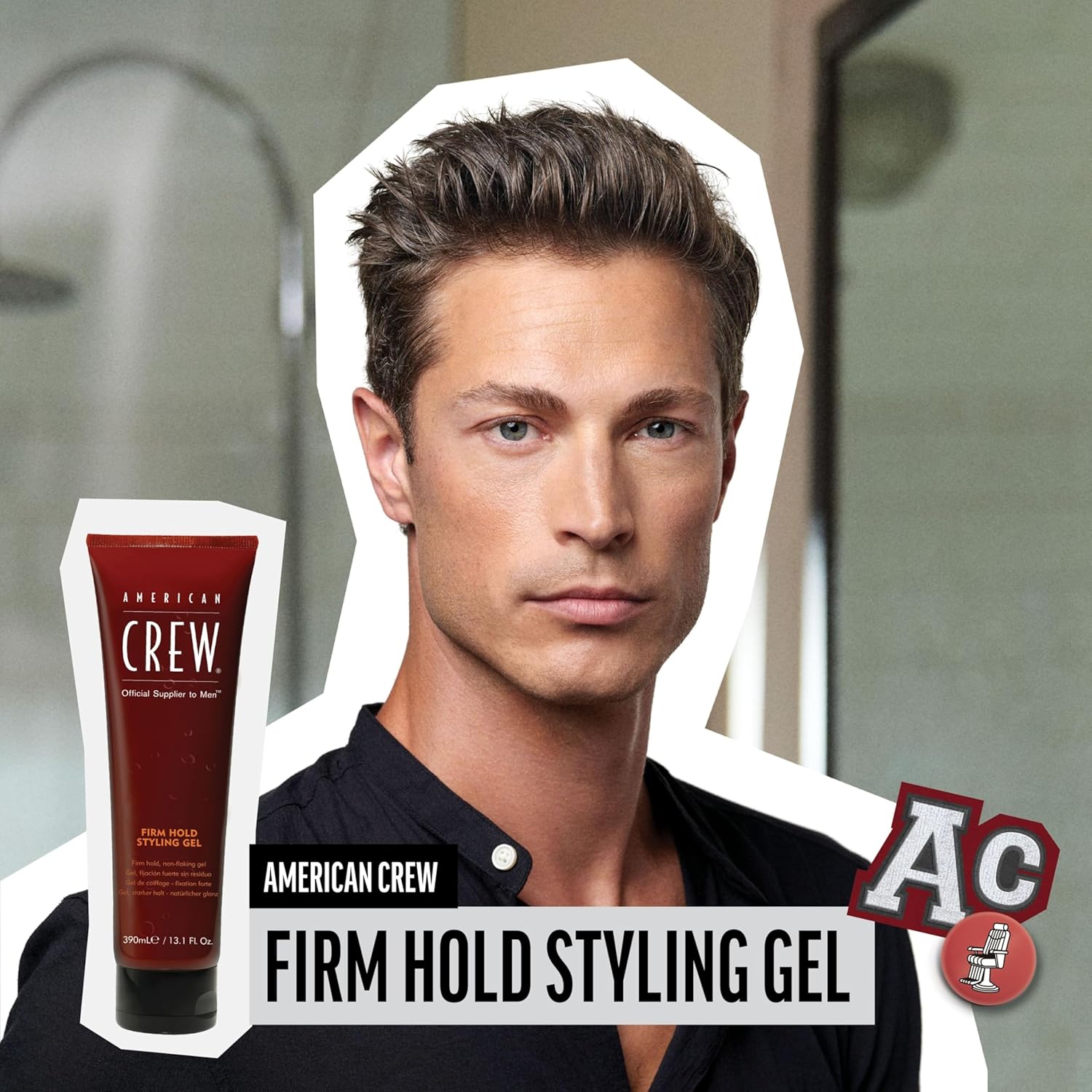 American Crew Men's Hair Gel, Firm Hold, Non-Flaking Styling Gel, 13.1 Fl Oz : Beauty & Personal Care