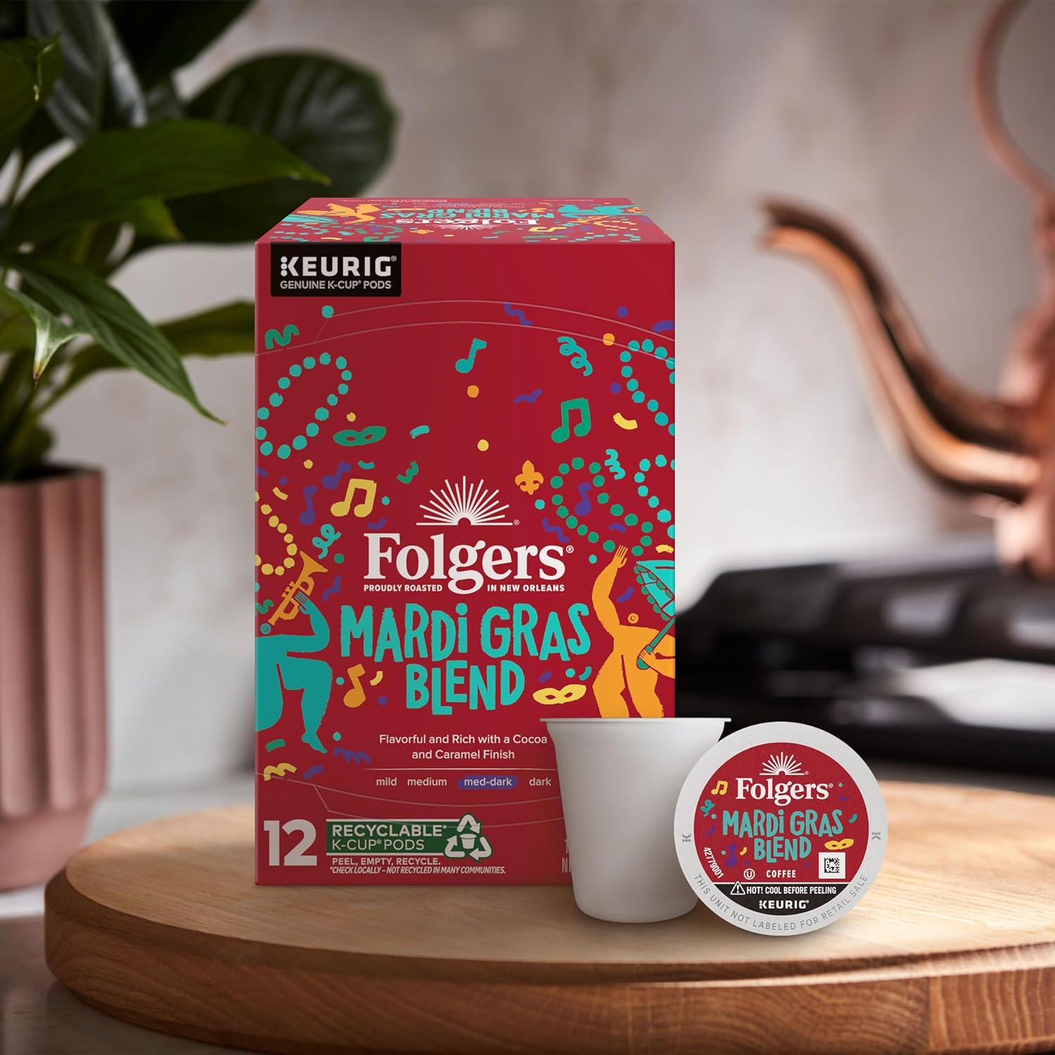 Folgers Mardi Gras Blend Medium-Dark Roast Coffee, 72 Keurig K-Cup Pods : Grocery & Gourmet Food