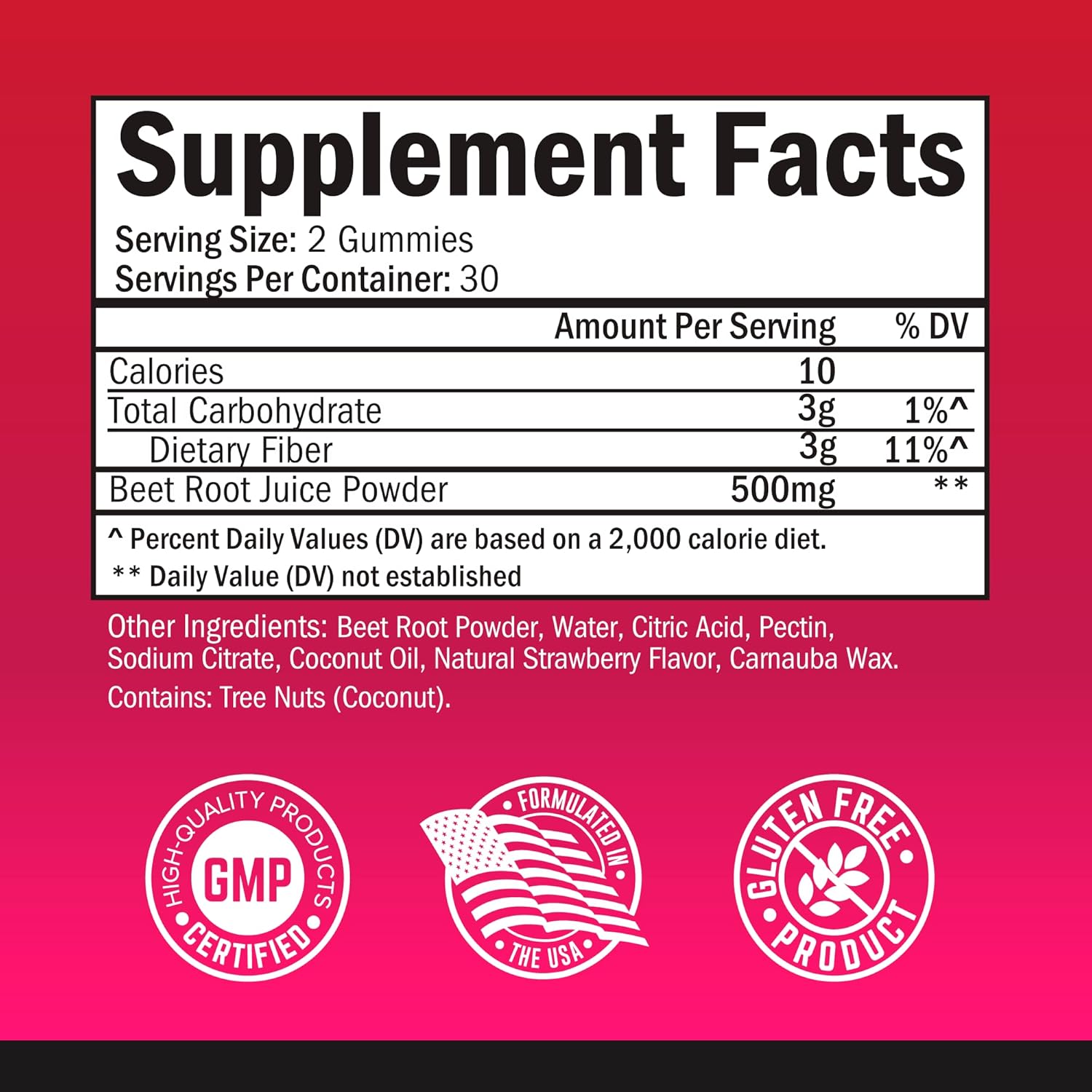 Sugar Free Beet Root Gummies - Nitric Oxide Beet Chews Infused with Coconut Oil for Highest Absorption - Supports Energy & Whole Body Health - Delicious Strawberry Flavor - 60 Count (30 Day Supply) : Health & Household