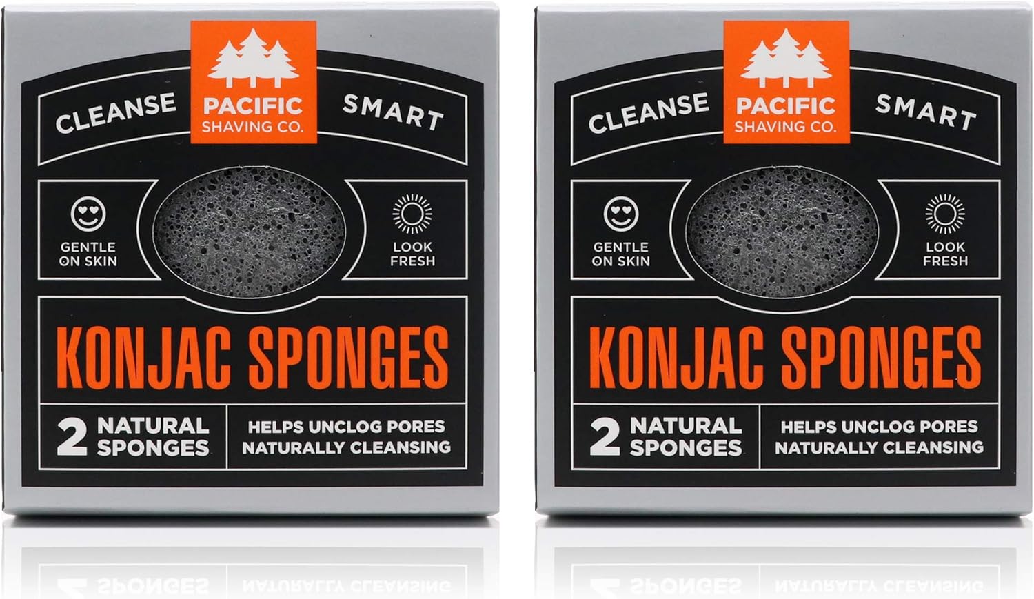 Pacific Shaving Company Konjac Sponge - 2Pk | Natural & Compostable, Gentle And Effective Exfoliation, Helps Leave Skin Brighter, Softer, Smoother (Pack Of 2)