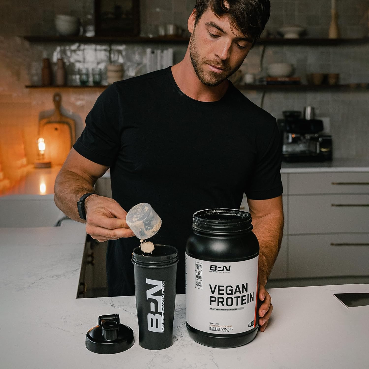 BARE PERFORMANCE NUTRITION Vegan Protein, Plant Based Protein, Pea Protein, Watermelon Protein and Pumpkin Protein, Naturally Sweetened and Flavored (Vanilla) : Health & Household