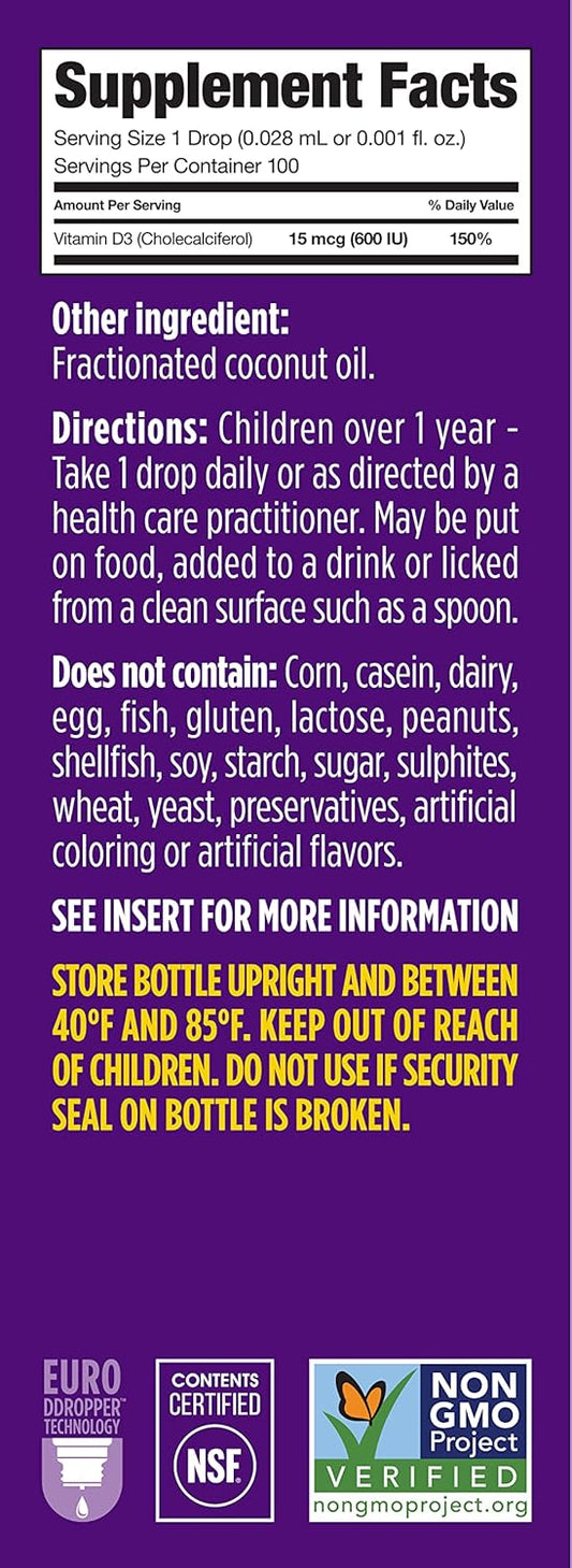 Ddrops Kids Booster 600Iu 100 Drops - Daily Liquid Vitamin D For Kids. Support Strong Bones & Immune System In Children. No Preservatives, No Sugar, Non-Gmo, Allergy-Friendly