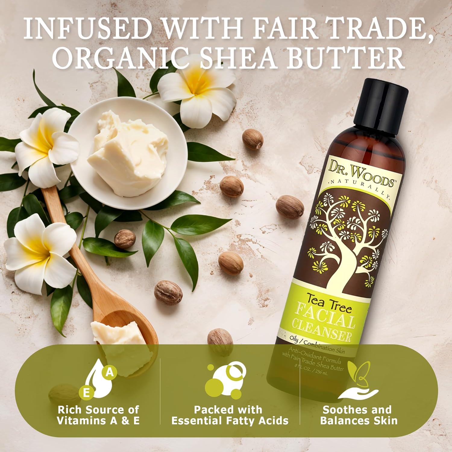 Dr. Woods Vision Tea Tree Liquid Facial Cleanser With Organic Shea Butter, 8 Fl Oz