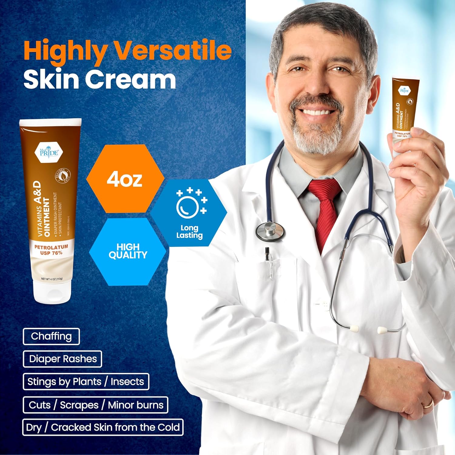 Med Pride Vitamin A&D Ointment For Diaper Rash And Adults A&D Skin Care, Lanolin & Petrolatum, 4Oz Tube (Pack Of 1)