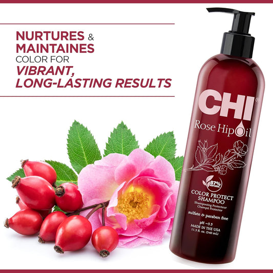 Chi Rosehip Oil, Color Nurture, Protecting Shampoo, 340 Ml, White