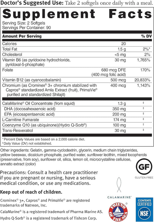 Dr. Sinatra Omega Q Plus 100 Resveratrol ? Omega-3 Supplement Supports Heart Health and Provides Antioxidant Power with 100mg of CoQ10 and Resveratrol (180 softgels)