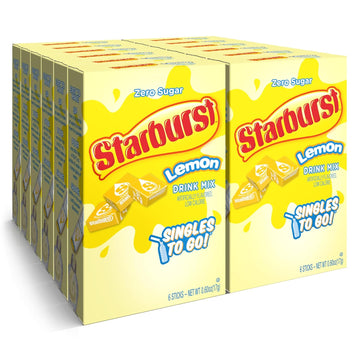 Starburst Singles To Go Powdered Drink Mix, Lemon, Sugar-Free Drink Powder, 6 Count (Pack Of 12)