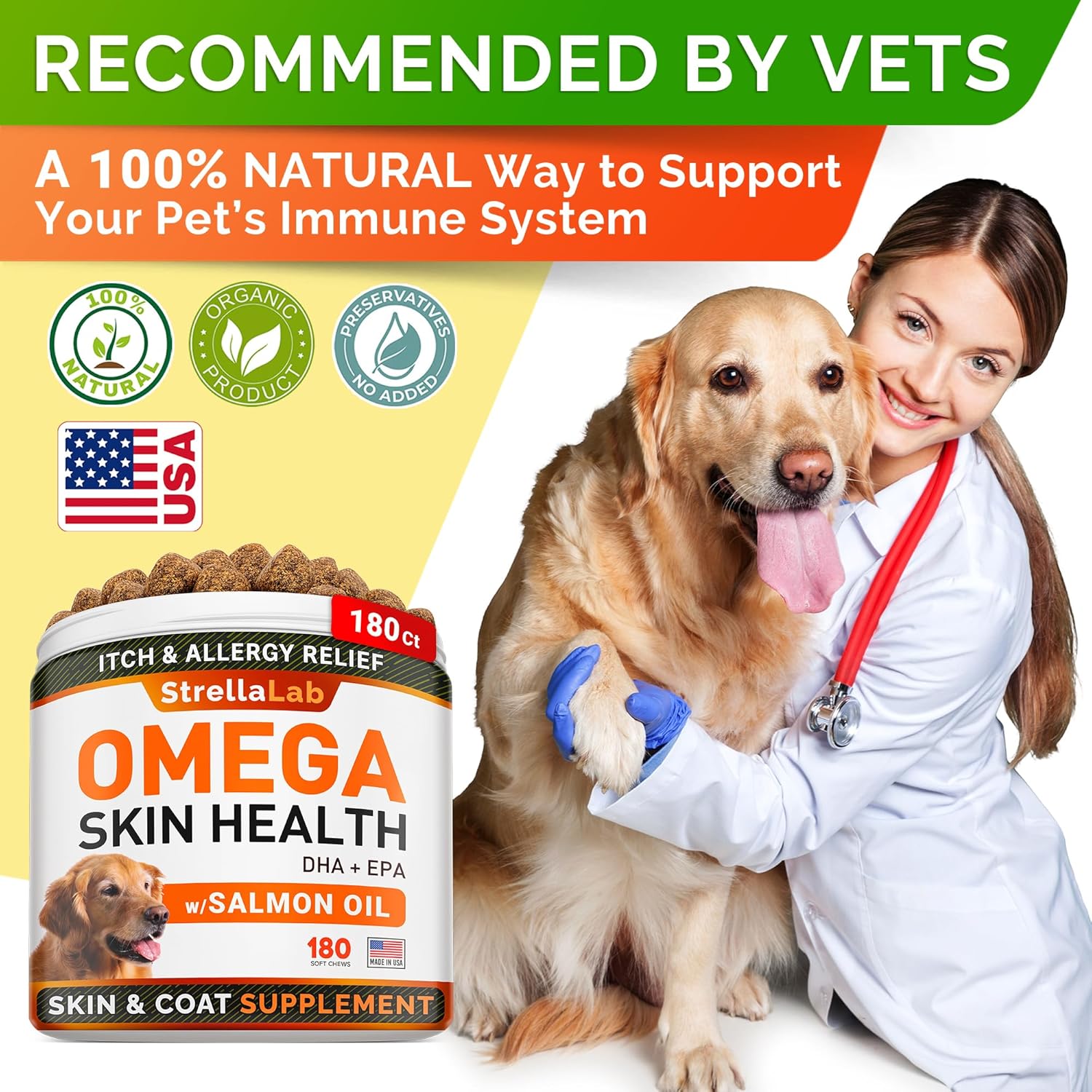 Omega 3 + Pumpkin Dogs Bundle - Allergy &Itch Relief Skin&Coat Supplement + Stool Consistency and Softener - Dry Itchy Skin, Hot Spots Treatment + Diarrhea,Constipation - 360 ct + 16.2oz - Made in USA : Pet Supplies