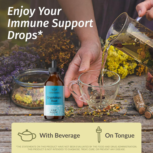 Herbamama Cryptolepis Tincture - Vegan Cryptolepis Sanguinolenta Immune Support Supplement For Overall Detox - Non-Gmo, Alcohol & Sugar-Free Immunity Drops