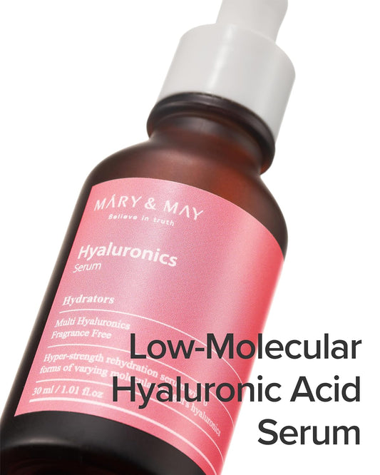 Mary&May Hyaluronics Serum - Deeply Hydrating Multi-Hyaluronic Acid Serum For Improved Skin Moisture And Elasticity - Korean Skincare, Ewg Green Grade, Hypoallergenic, 1.01 Fl.Oz