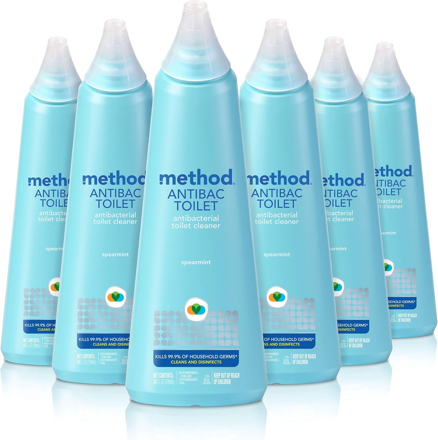 Method Antibacterial Toilet Bowl Cleaner, Spearmint, Kills 99.9% Of Household Germs, 24 Fl Oz (Pack Of 6)