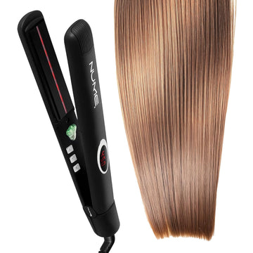 Nume Megastar Hair Straightener Tourmaline Flat Iron–1 Inch Floating Plates With Negative Ion Booster, Infrared Light Strip, Ideal For All Hair Types – Ultra-Smooth And Shiny Results