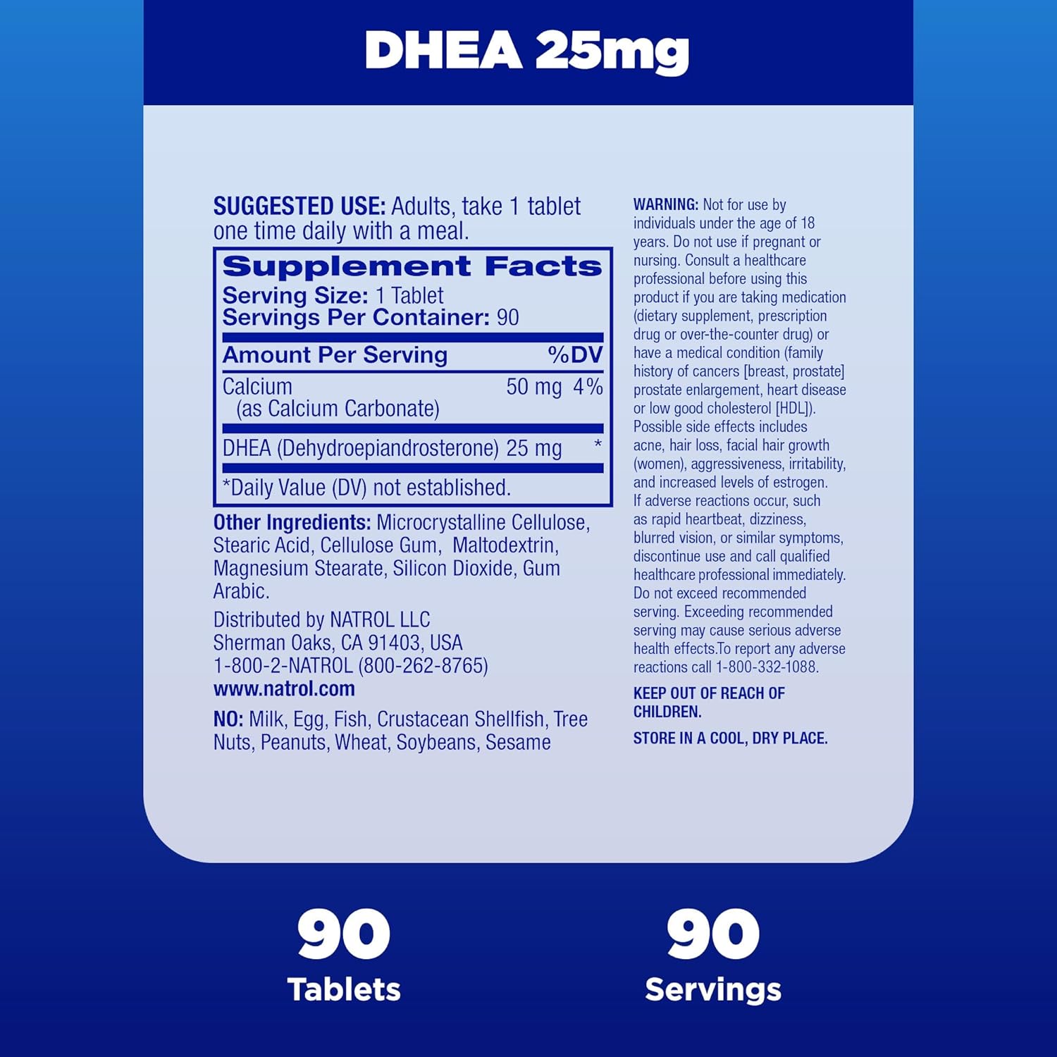 Natrol Dhea 25mg Tablets, 90-Count : Health & Household