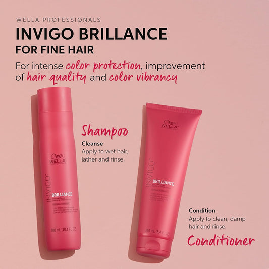 Wella Professionals Invigo Brilliance Shampoo & Conditioner Set, Color Protection & Color Vibrancy For Fine/Normal Hair, Retail Sizes