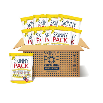 Skinnypop White Cheddar Popcorn, Skinny Pack, Gluten Free, Non-Gmo, Healthy Popcorn Snacks, Skinny Pop, 0.65 Oz Individual Snack Size Bags, 10 Packs (6 Bags Per Pack)