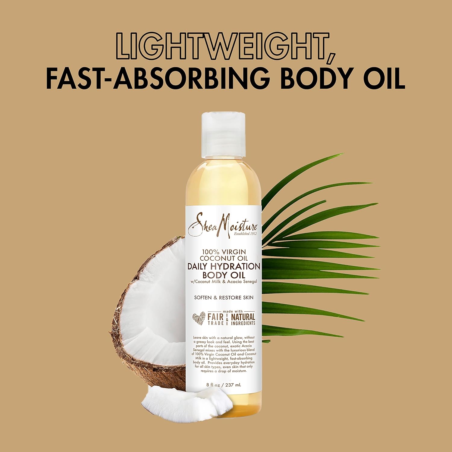 SheaMoisture Daily Hydration Body Oil Virgin Coconut Oil For Dry Skin Paraben Free 8 oz : Beauty & Personal Care
