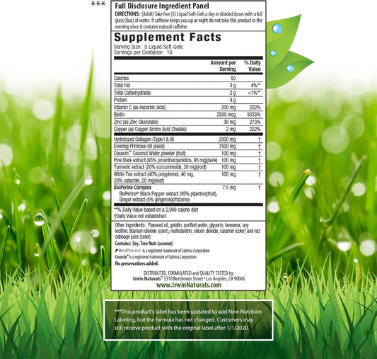 Irwin Naturals Deep Tissue Collagen-Pure - 80 Liquid Softgels - Intense Nourishment For The Skin - 2,000 Mg Of Hydrolyzed Collagen - 16 Total Servings