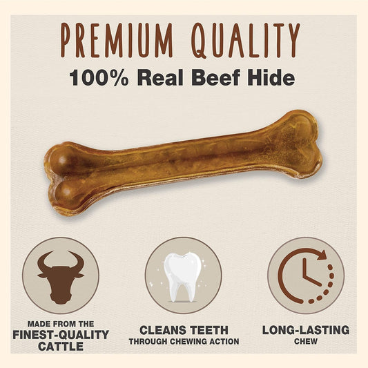 Cadet Premium Grade Pressed Beef Hide Bones 8 Inch, 6 Pack