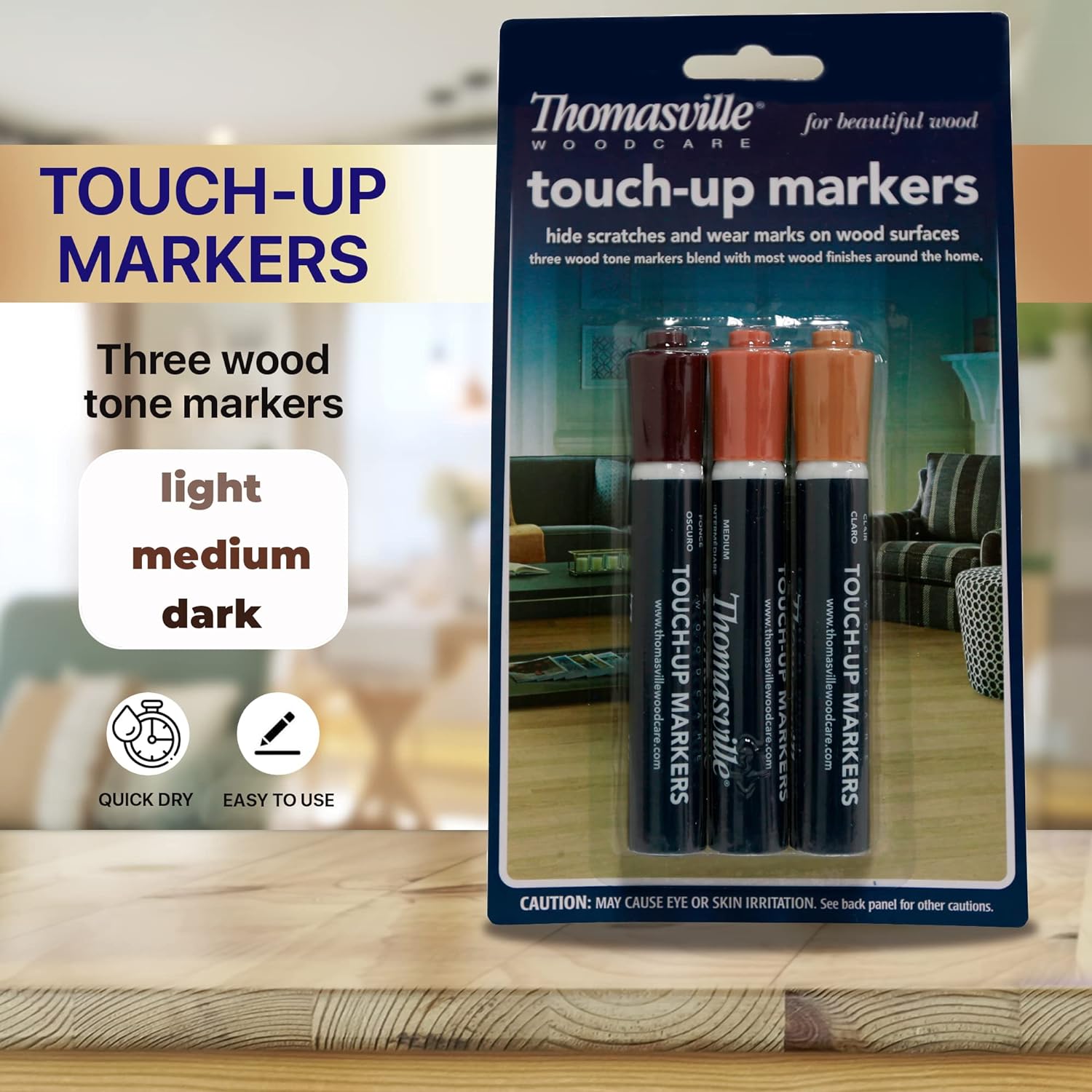 Thomasville Touch-Up Markers - Furniture Scratch Repair Pens, Brown, 3 Pack : Health & Household
