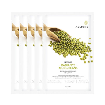 Namask Radiance Mung Beans Brightening Face Mask Sheets Set Of 5 Pcs | Korean Hydrating Face Mask, Face Oils Control Sheet Mask For All Skin Types