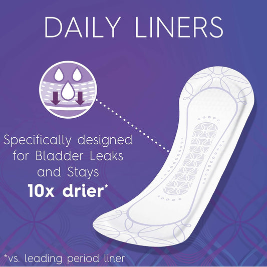 Poise Daily Incontinence Panty Liners, Very Light Absorbency, Long, 24 Count