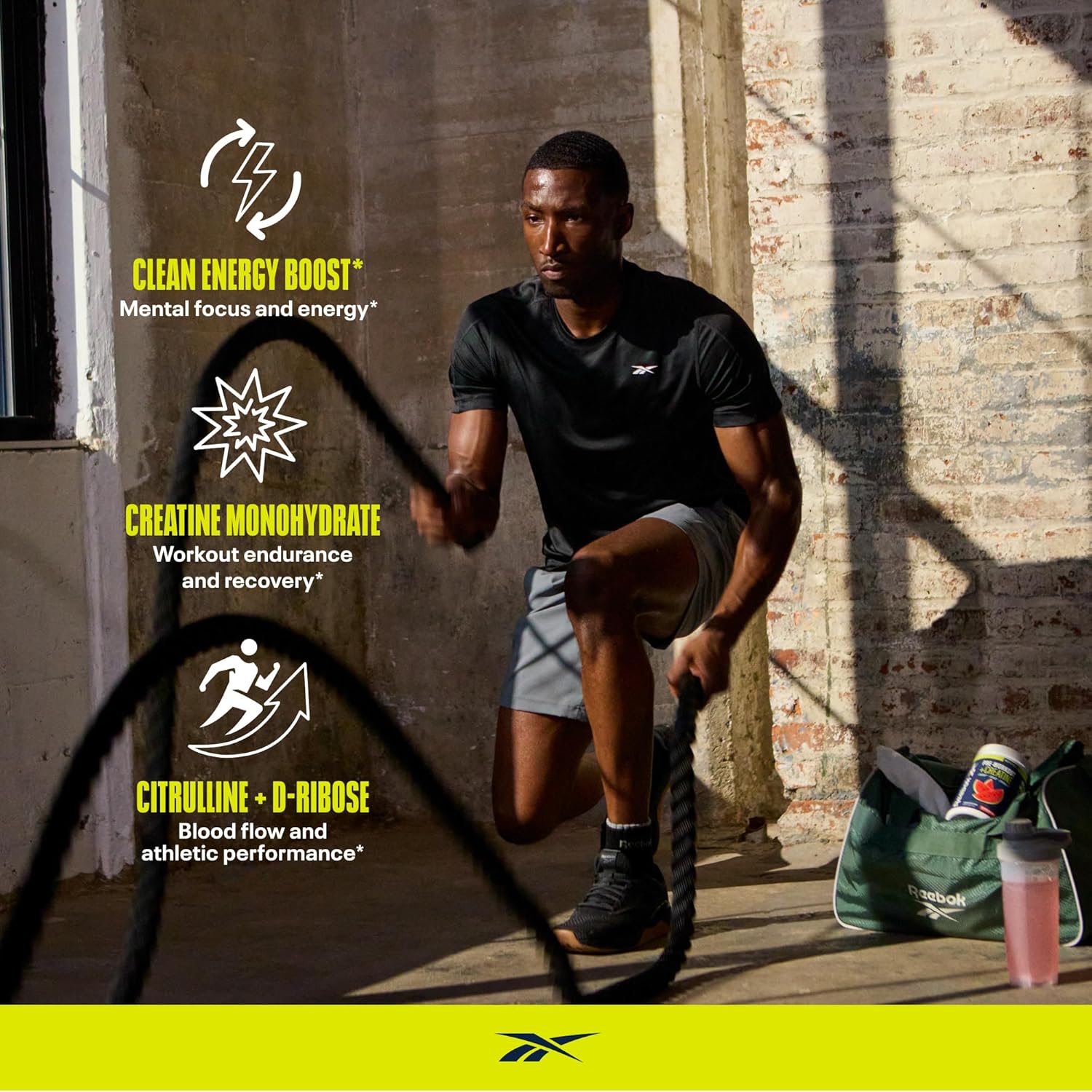Reebok Pre-Workout Powder | 200Mg Natural Caffeine, 3G Creatine Monohydrate, 4G Citrulline | Strength, Focus & Pump | Informed-Sport Certified | Reeenergize | Watermelon Crush : Health & Household