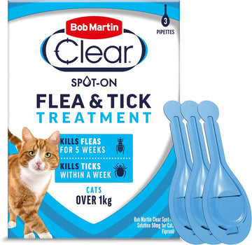 Bob Martin Clear Spot On Flea Treatment For Cats & Kittens - Kills Fleas & Ticks (3 Pipettes)K0803