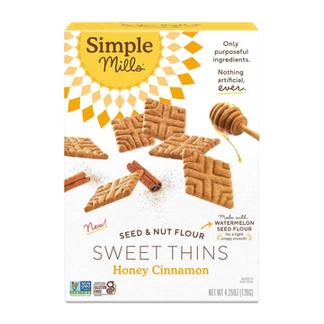 Simple Mills Sweet Thins Cookies, Seed and Nut Flour, Honey Cinnamon - Gluten Free, Paleo Friendly, Healthy Snacks, 4.25 Ounce (Pack of 1)