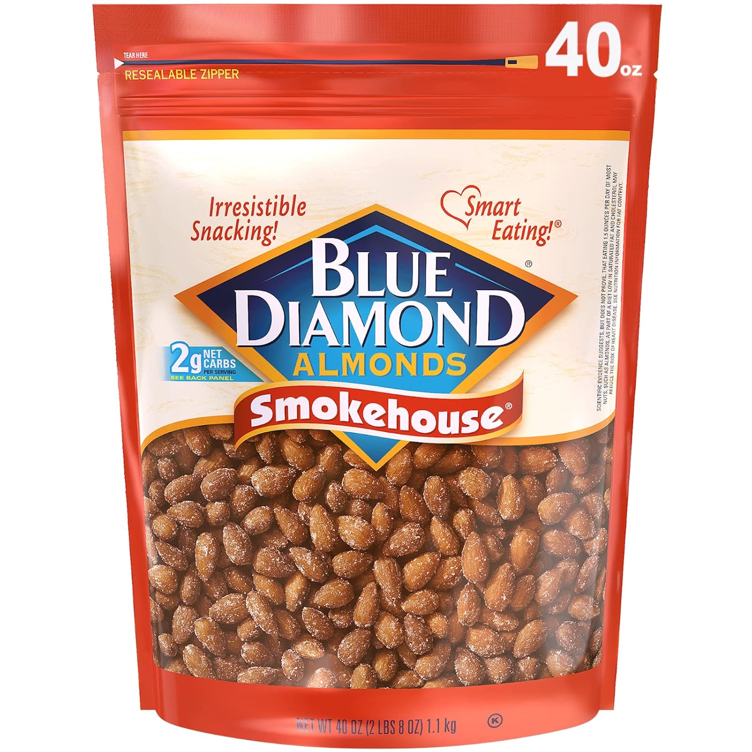 Blue Diamond Almonds Smokehouse Flavored Snack Nuts, 40 Oz Resealable Bag (Pack Of 1)