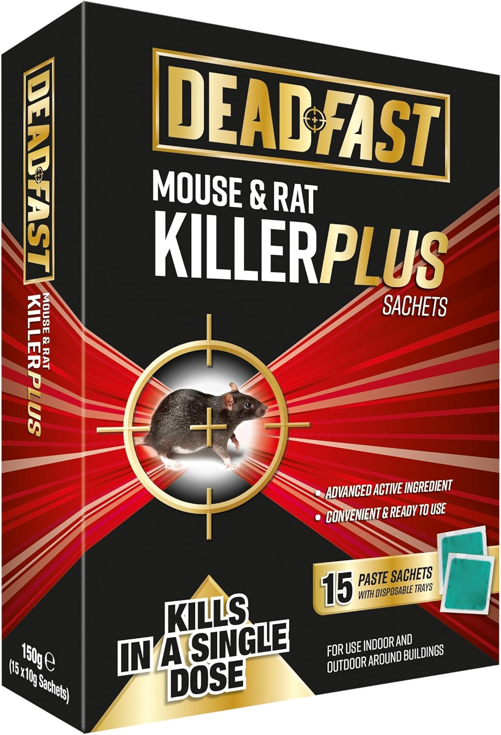 Deadfast 20300393 Mouse and Rat Killer Plus Poison, 15 Sachets - Green?20300393