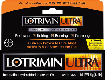 Lotrimin Ultra 1 Week Athlete'S Foot Treatment - Antifungal Cream With Butenafine Hydrochloride 1% For Rapid Relief From Ringworm And Athlete'S Foot, 1.1 Ounce (30 Grams) (Packaging May Vary)