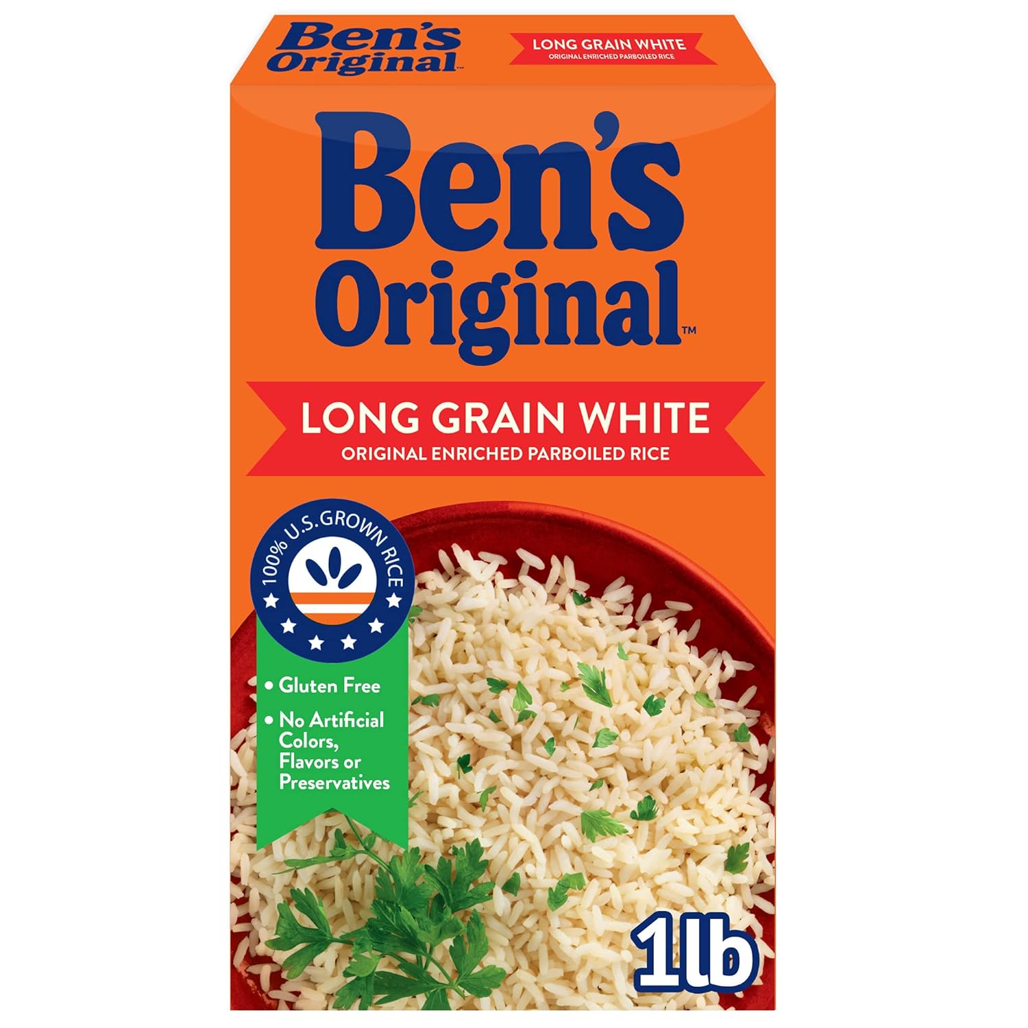 BEN'S ORIGINAL Converted Brand Enriched Long Grain White Rice, Parboiled Rice, 1 lb Box (Pack of 12)