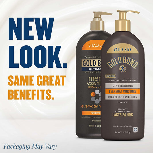 Gold Bond Men'S Essentials Everyday Moisture Daily Body & Hand Lotion With Vitamin C, Formulated For Men'S Dry Skin, Value Size, 24 Oz