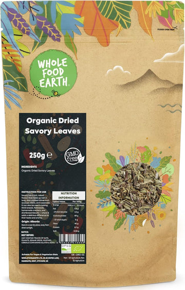 Wholefood Earth Organic Dried Savory Leaves 500 G | Gmo Free | Certified Organic