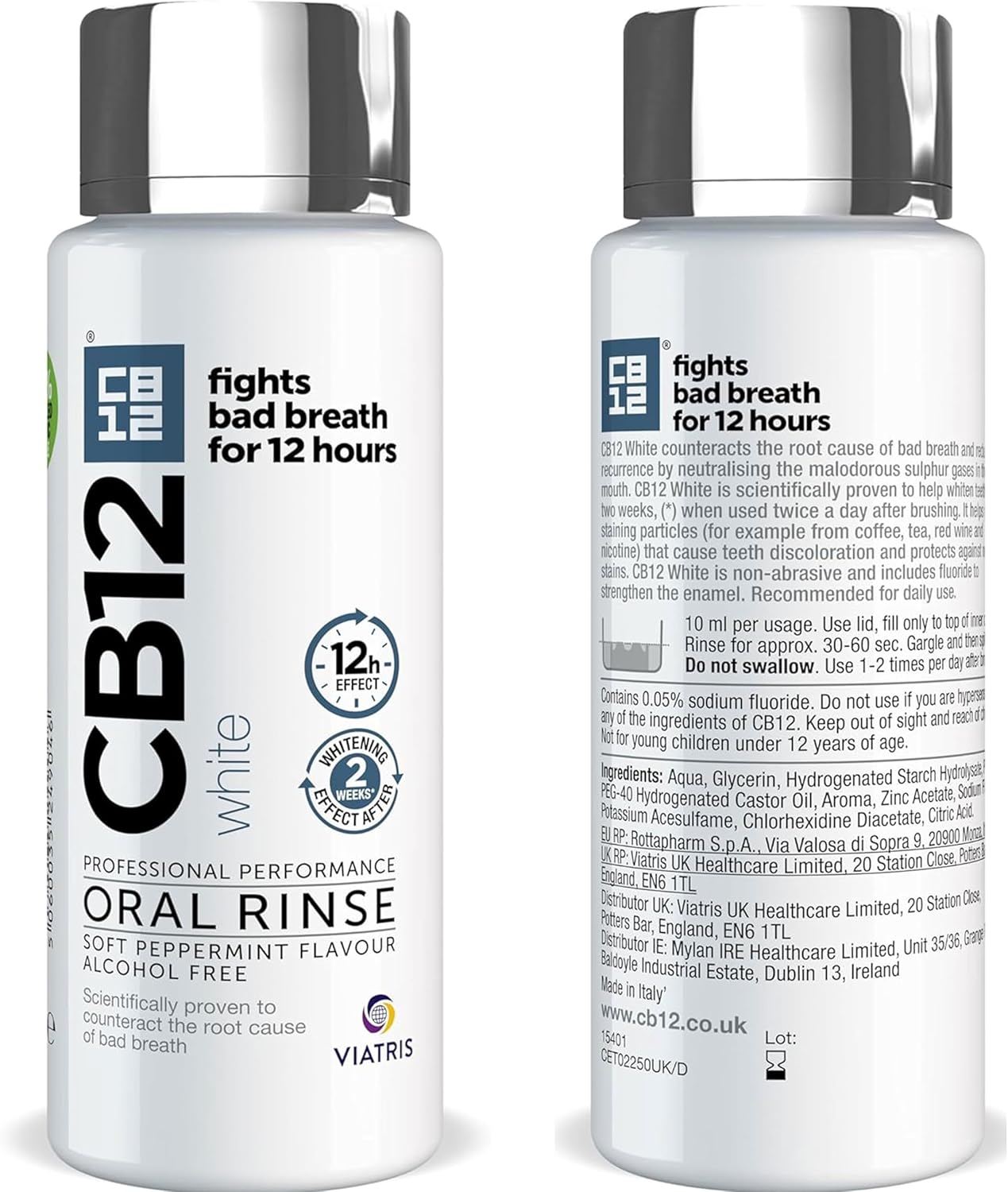 CB12 WHITE MOUTHWASH 250ML (Pack of 4)