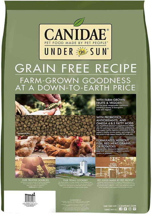 Canidae, Under The Sun, Grain Free Recipe Made With Real Chicken Dog Dry 40 Lbs