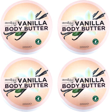 Derma V10 Body Butter Moisturising Cream Vegan Friendly 4 Pack (Vanilla)