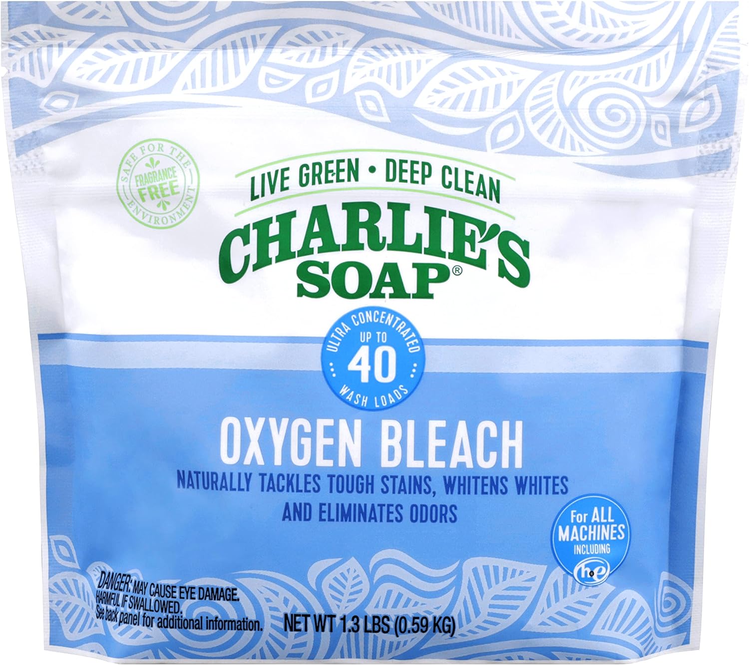 Charlie's Soap Oxygen Powered Bleach Powder, Color Bleach For Clothes, Safe Bleach for White Clothes, An Unscented Fragrance Free Non Chlorine Bleach 1.3 lbs (2 Pack) : Health & Household
