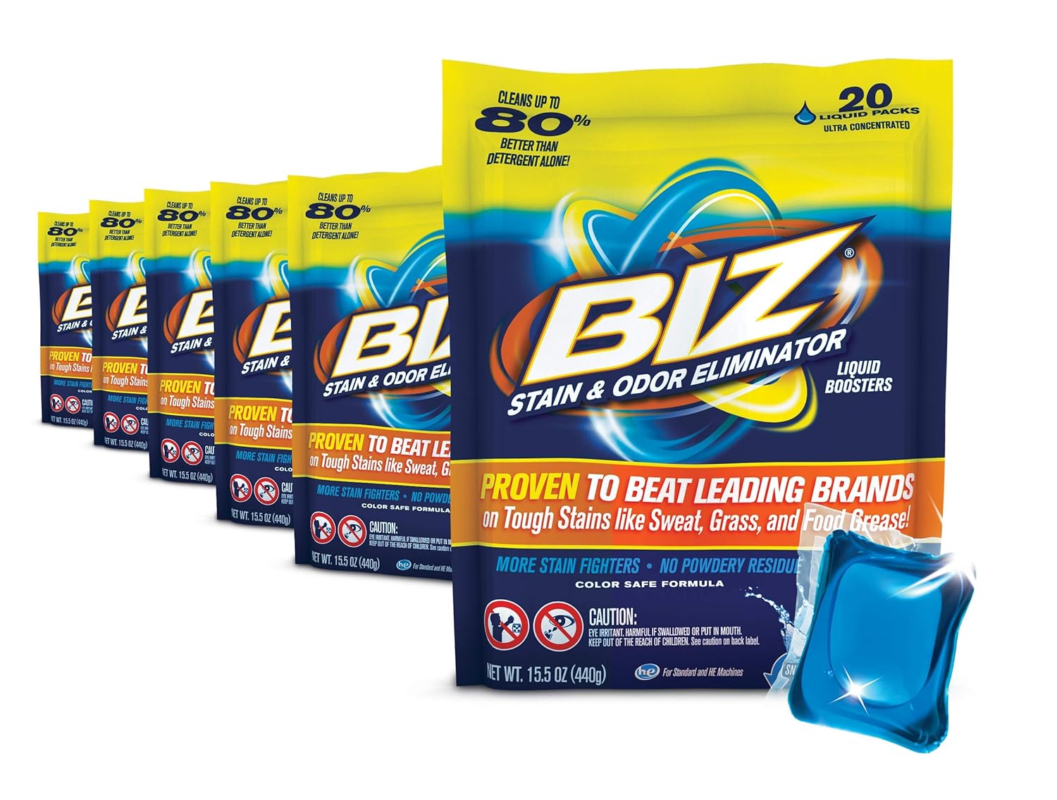 Biz Laundry Detergent Liquid Boosters, Stain & Odor Removal - 20-Count