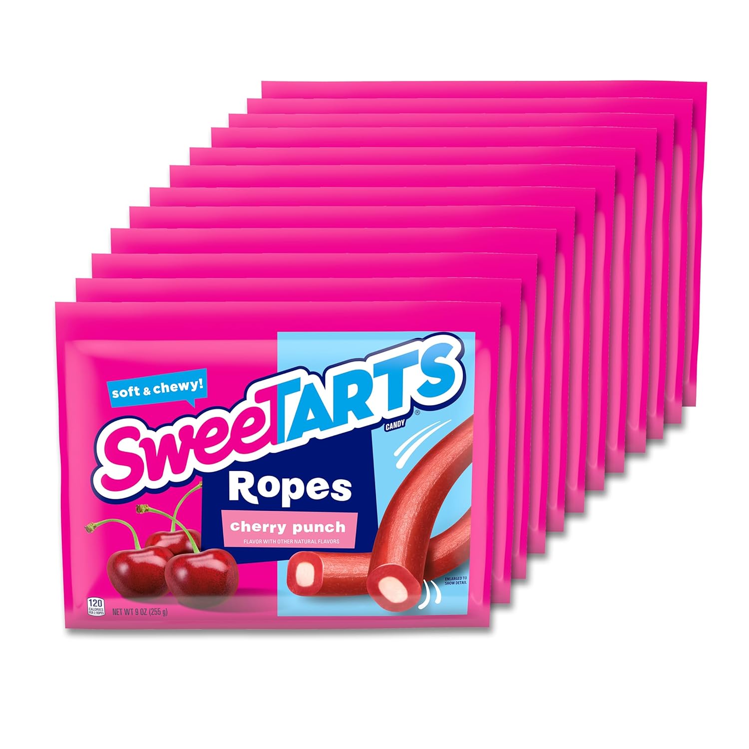 Sweetarts Soft & Chewy Ropes, Cherry Punch Flavor, 9 Ounce Pouches (Pack Of 12)