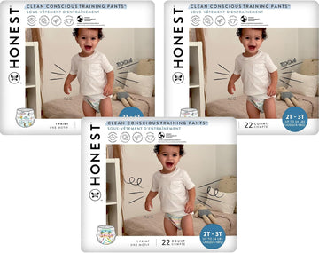 The Honest Company Clean Conscious Training Pants | Plant-Based, Sustainable Diapers | Let'S Color + See Me Rollin' | Size 2T/3T (Up To 34 Lbs), 66 Count