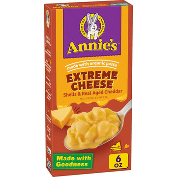 Annie'S Extreme Cheese Organic Pasta Shells & Real Aged Cheddar Macaroni And Cheese, 6 Oz