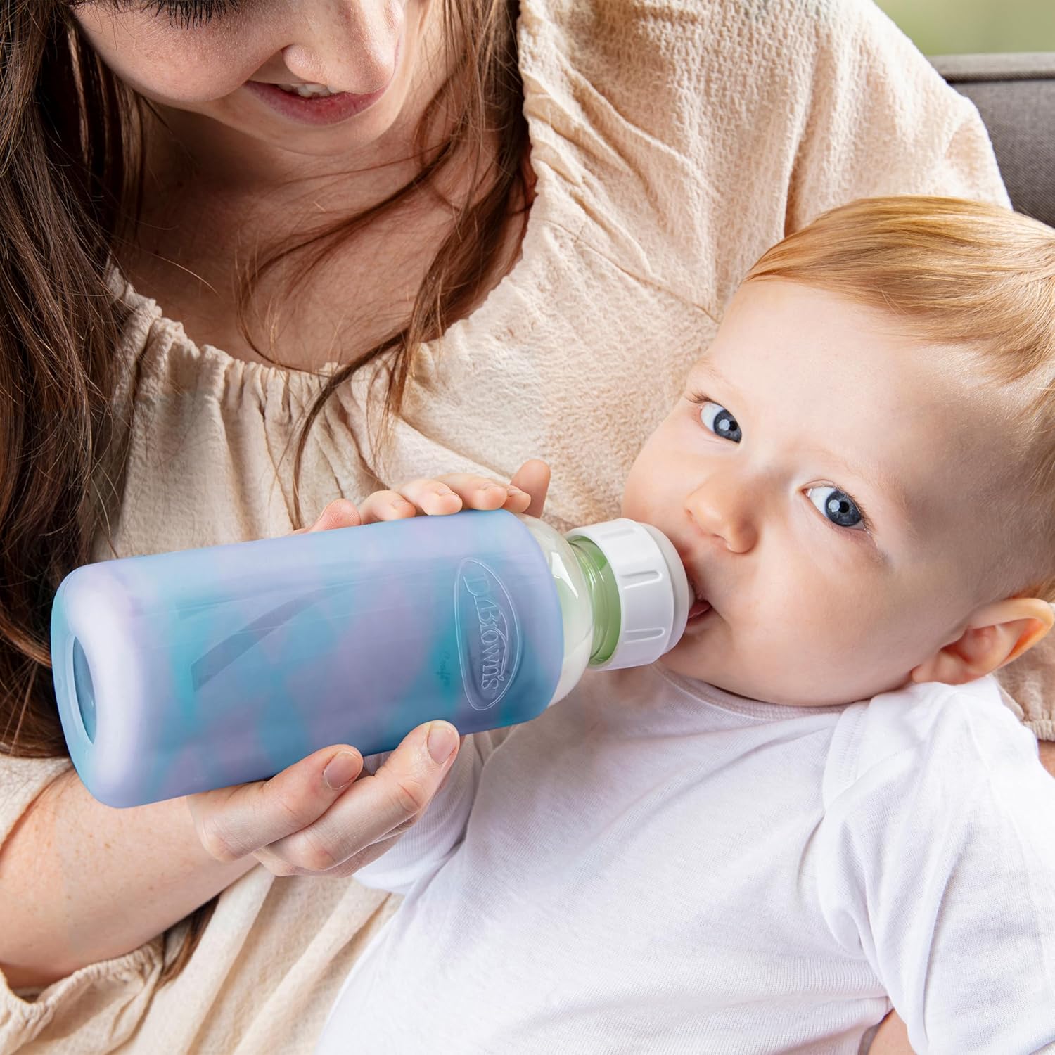 Dr. Brown's Natural Flow Options+ Glass Baby Bottle Sleeves,100% Silicone,8 oz,Narrow,Glow in the Dark