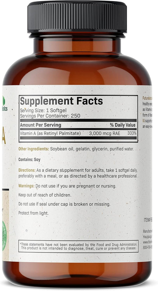 Futurebiotics Vitamin A 10,000 Iu Premium Non-Gmo Formula Supports Healthy Vision & Immune System And Healthy Growth & Reproduction, 250 Softgels