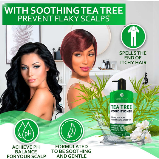 Tea Tree Oil Conditioner - Sulfate and Paraben Free - Anti Dandruff Treatment for Itchy, Dry Scalps - Ideal for Women and Men with Oily Hair and Scalp Buildup