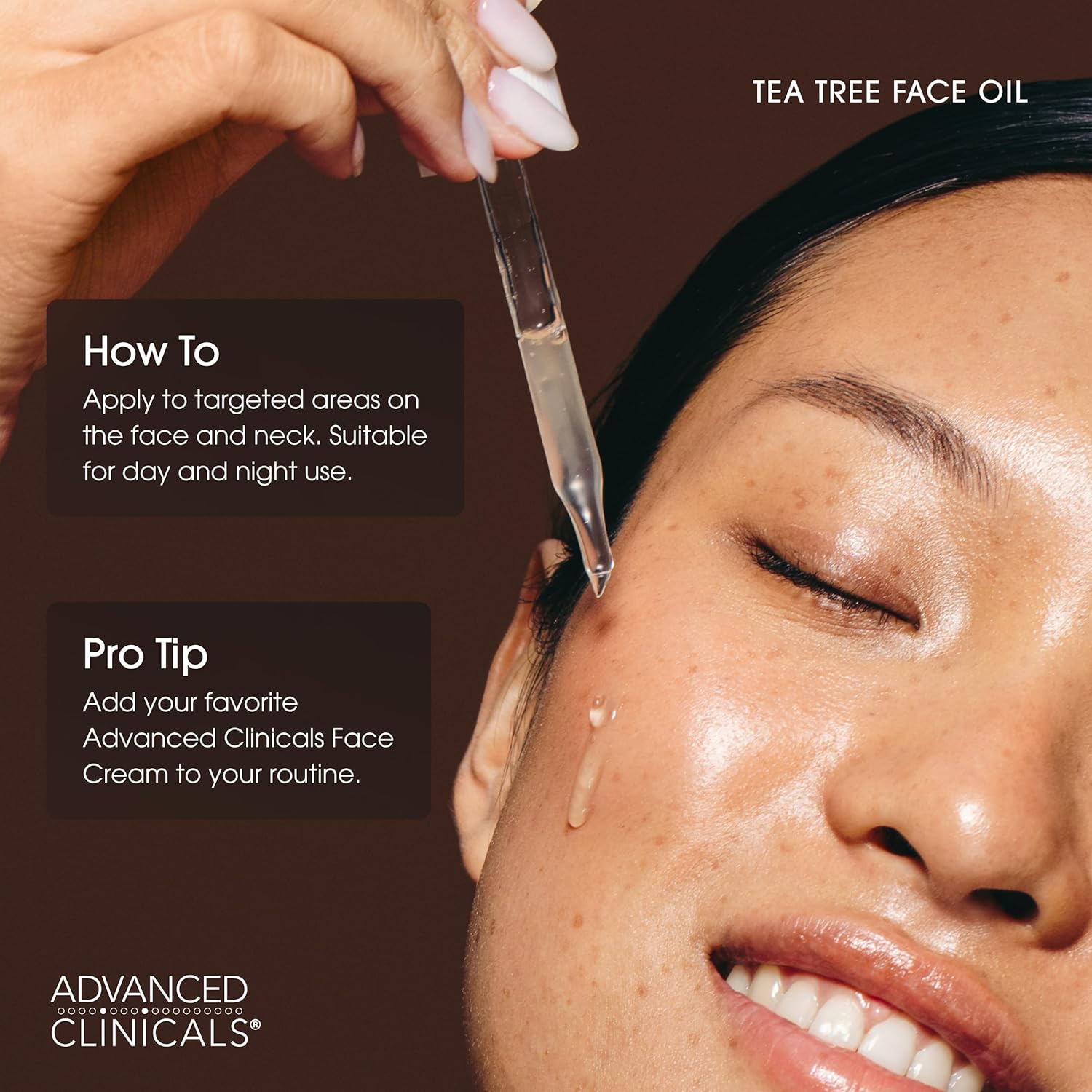 Advanced Clinicals Tea Tree Oil For Skin Facial Serum | Tea Tree Serum For Face With Vitamin E + Botanicals To Help Improve Appearance Of Large Pores & Skintone For Smoother Looking Skin, 1.8 Fl Oz : Beauty & Personal Care